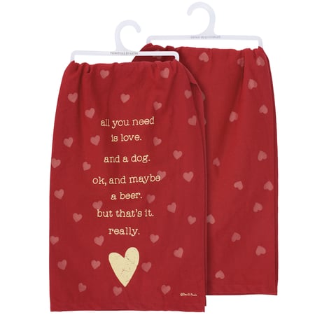 All You Need Is Love And A Dog Kitchen Towel - Cotton