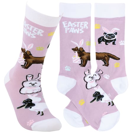 Easter Paws Socks - Cotton, Nylon, Spandex