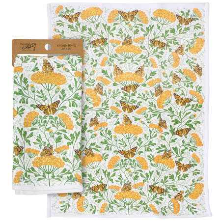 Monarch Folk Art Kitchen Towel - Cotton, Terrycloth