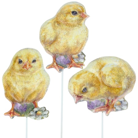 Spring Chick Garden Pick Set - Metal