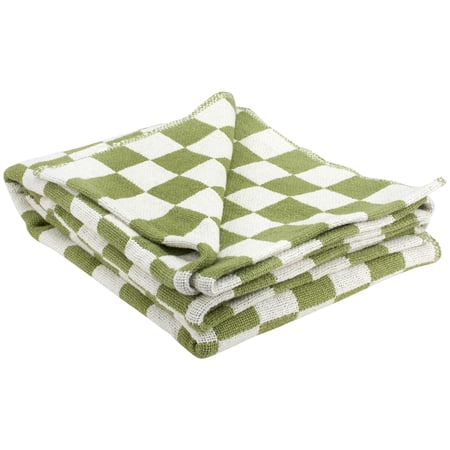Green Checkered Throw - Cotton