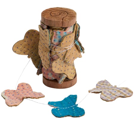 Kantha Butterfly Garland - Cotton, Wood