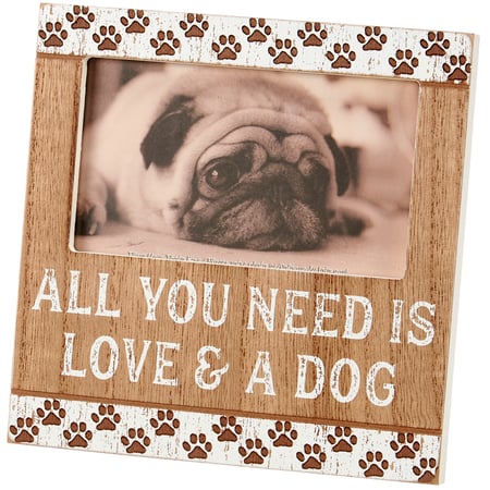 Love And A Dog Photo Frame - Wood, Glass, Metal