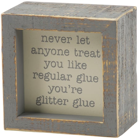 Glitter Glue Inset Box Sign - Wood