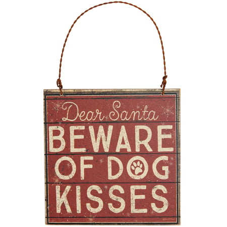 Dog Kisses Ornament - Wood, Paper, Wire