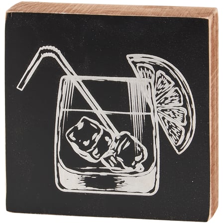 Glass Block Sign - Wood