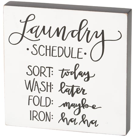 Laundry Schedule Block Sign - Wood