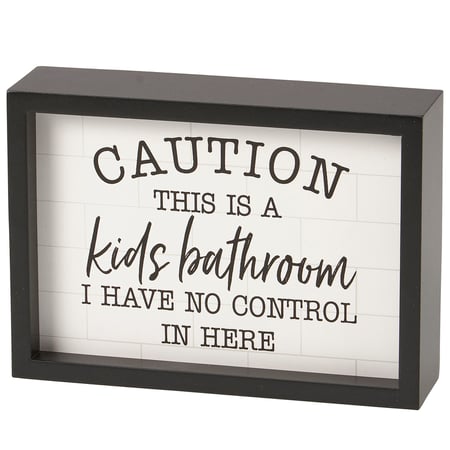 Kids Bathroom Inset Box Sign - Wood