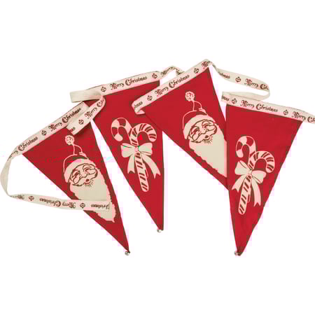 Santa And Candy Canes with Bell Pennant Banner - Cotton