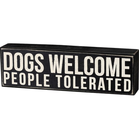 Dogs Welcome Box Sign - Wood