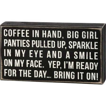 Coffee In Hand Box Sign - Wood