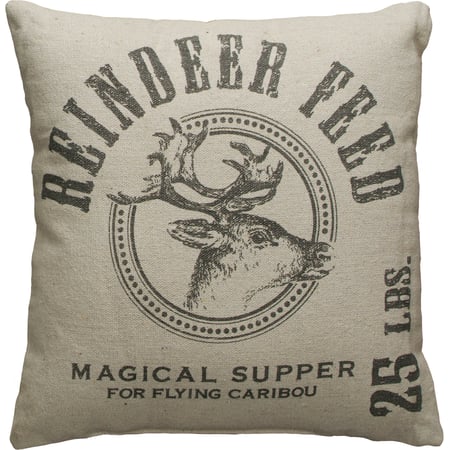 Reindeer Feed Pillow - Cotton, Zipper