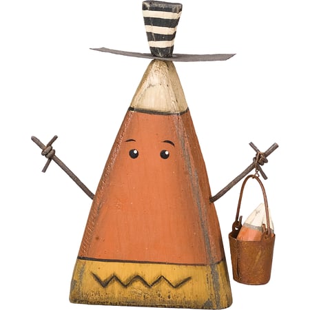 Candy Corn Man Chunky Sitter - Wood, Metal, Wire