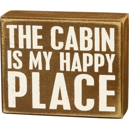 Cabin Is My Happy Place Box Sign - Wood