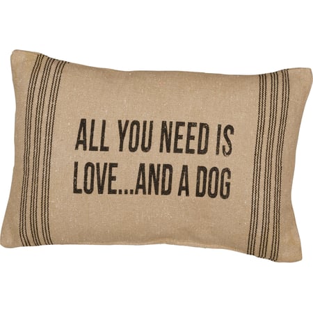 All You Need Is Love And A Dog Pillow - Cotton, Zipper