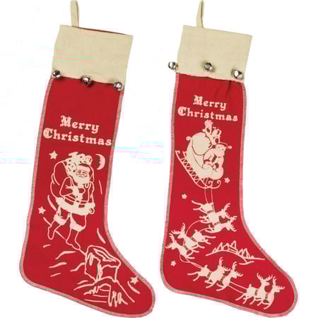 Large Bell Stocking Set - Felt, Metal