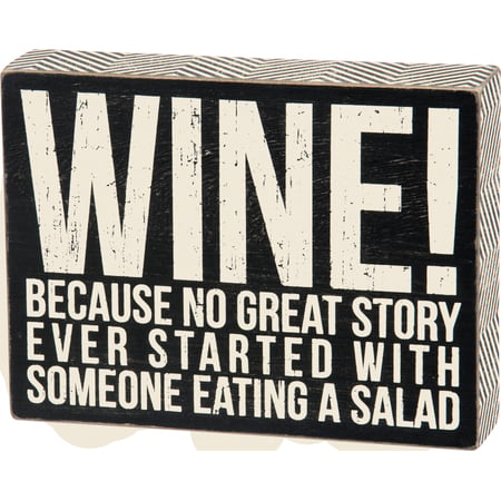 Wine Because Box Sign - Wood