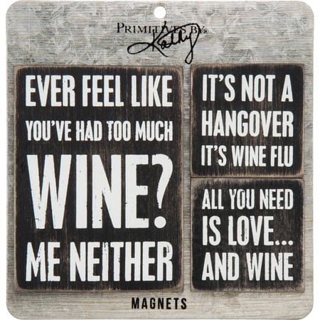 Wine Magnet Set - Wood, Metal, Magnet
