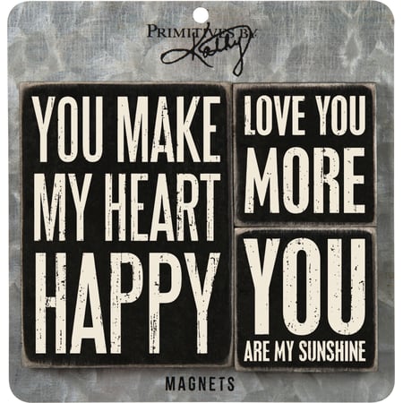 Heart Happy Magnet Set - Wood, Metal, Magnet