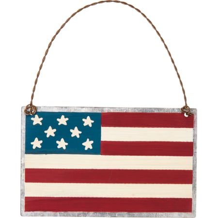 American Flag Ornament - Metal, Wire