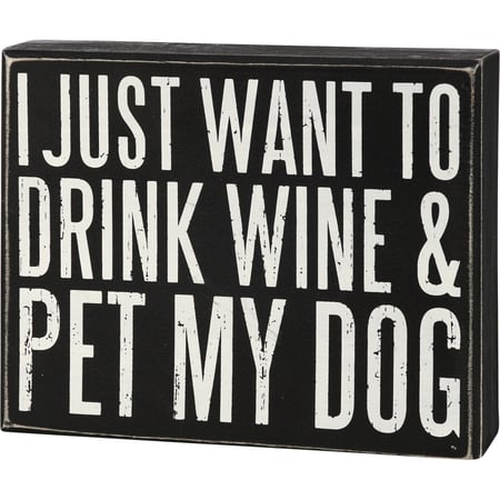 Pet My Dog Box Sign - Wood