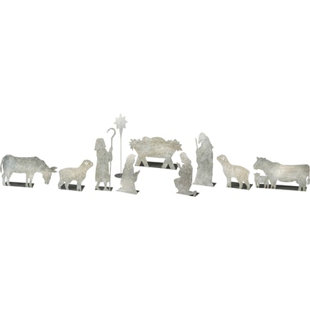 Nativity Scene Stand Up Set - Metal, Wire, Mica