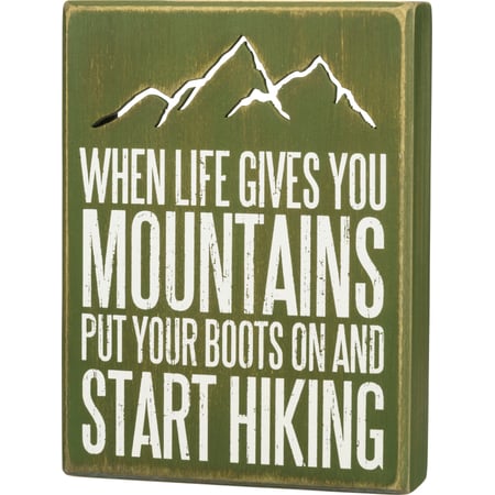 Start Hiking Box Sign - Wood