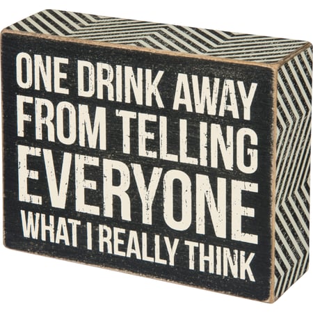 One Drink Box Sign - Wood, Paper