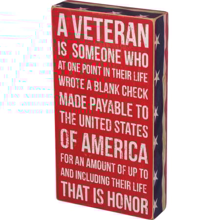 A Veteran Box Sign - Wood, Paper