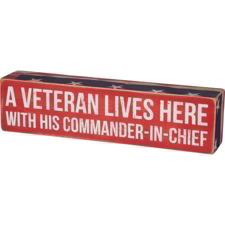Lives Here With His Commander Box Sign - Wood, Paper