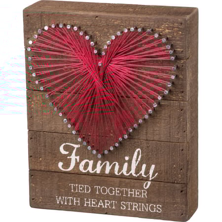 Family Tied Together With Heart String Art - Wood, Metal, String