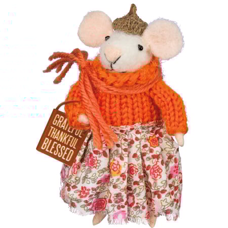 Grateful Mouse Critter - Felt, Cotton, Metal, Wood
