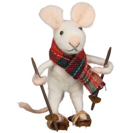 Skiing Mouse Critter - Felt, Polyester, Plastic, Wood