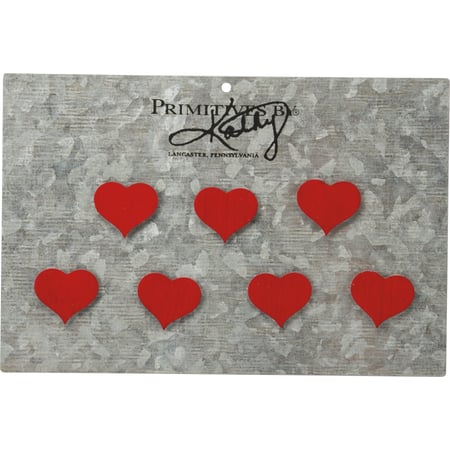 Heart Magnet Set - Wood, Metal, Magnet