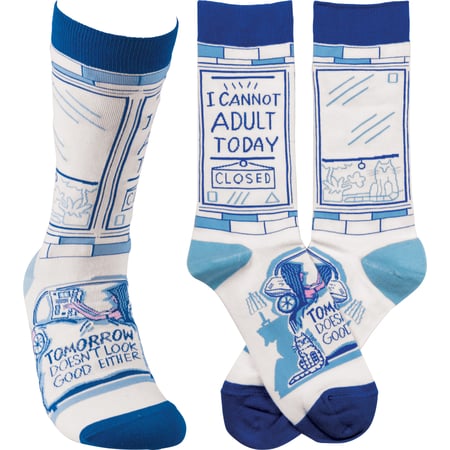 I Cannot Adult Today Socks - Cotton, Nylon, Spandex