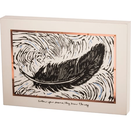 Feather Box Sign - Wood, Metal