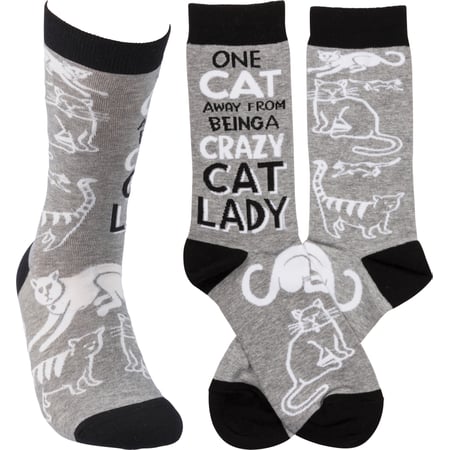 Crazy Cat Lady Socks - Cotton, Nylon, Spandex