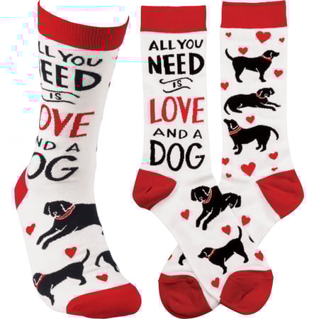 All You Need Is Love And A Dog Socks - Cotton, Nylon, Spandex