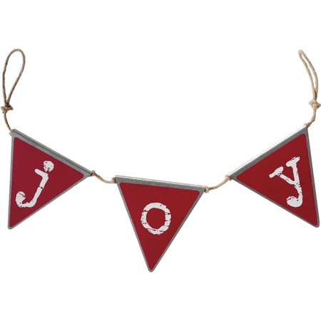 Joy Pennant Banner - Metal, Jute
