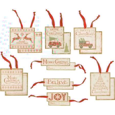 Nordic Christmas Gift Tag Set - Wood, Paper, Mica