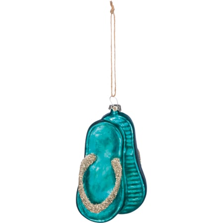 Glass Flip Flops Ornament - Glass, Metal, Tinsel