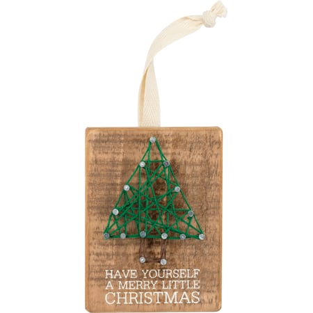 Merry Little String Art Ornament - Wood, Metal, String, Cotton