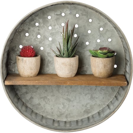 Round Wall Shelf - Metal, Wood