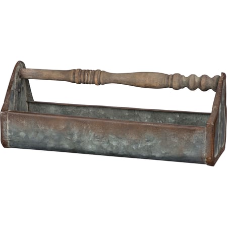 Spindle Handle Large Tray - Metal, Wood