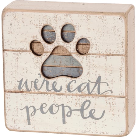 We're Cat People Slat Box Sign - Wood