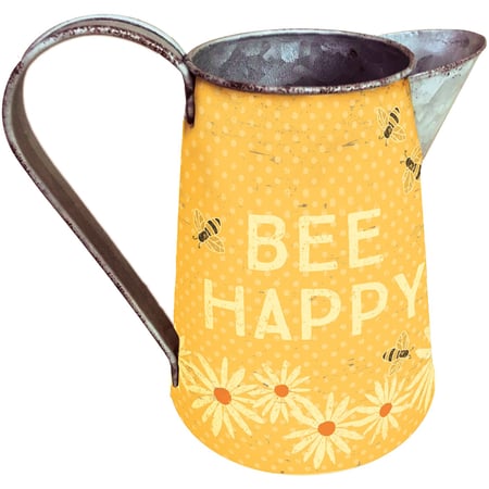 Bee Happy Pitcher Vase - Metal, Paper
