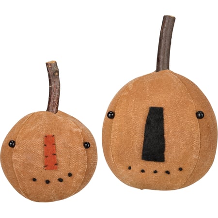 Orange Pumpkin Head Set - Cotton, Wood, Plastic