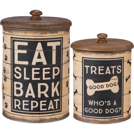 Treats Good Dog Good Dog? Canister Set - Metal, Paper, Wood