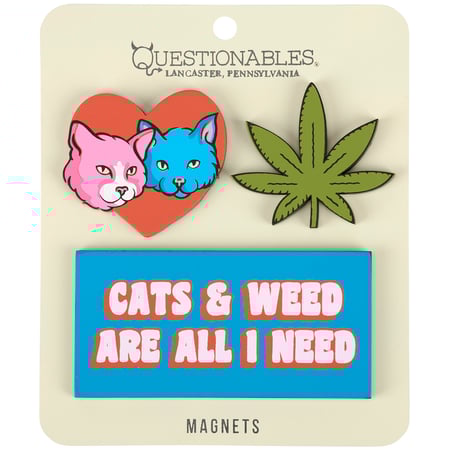 Cats & Weed All I Need Magnet Set - Wood, Metal, Magnet