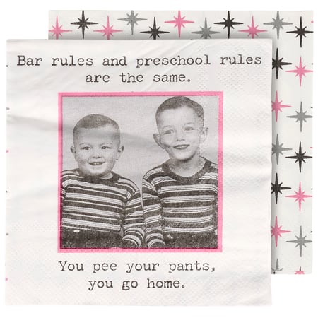 Bar Rules And Preschool Rules Beverage Napkin - Paper